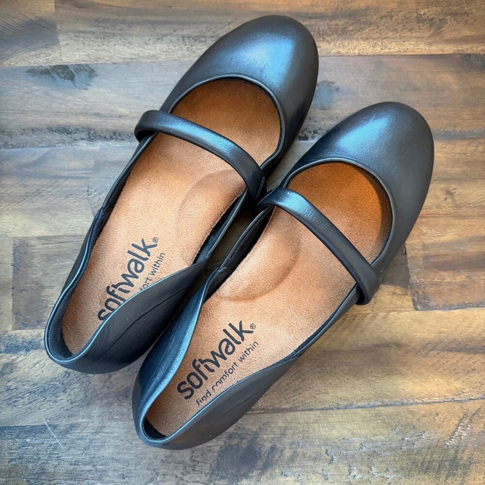 SoftWalk Samara Leather Mary Jane Ballet Flats Womens 7.5 N Comfort Cushioned - Picture 2 of 9